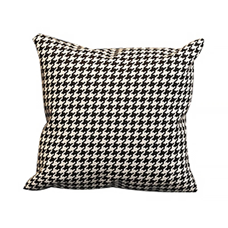 咏春家具 三防免洗科技布沙发同款灰色轻奢千鸟格抱枕简约格子