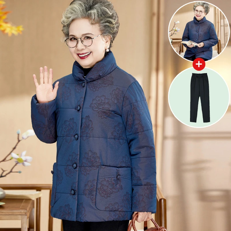 老年人妈妈冬装棉服外套60-70-80岁奶奶冬天加厚国风棉袄太太棉衣
