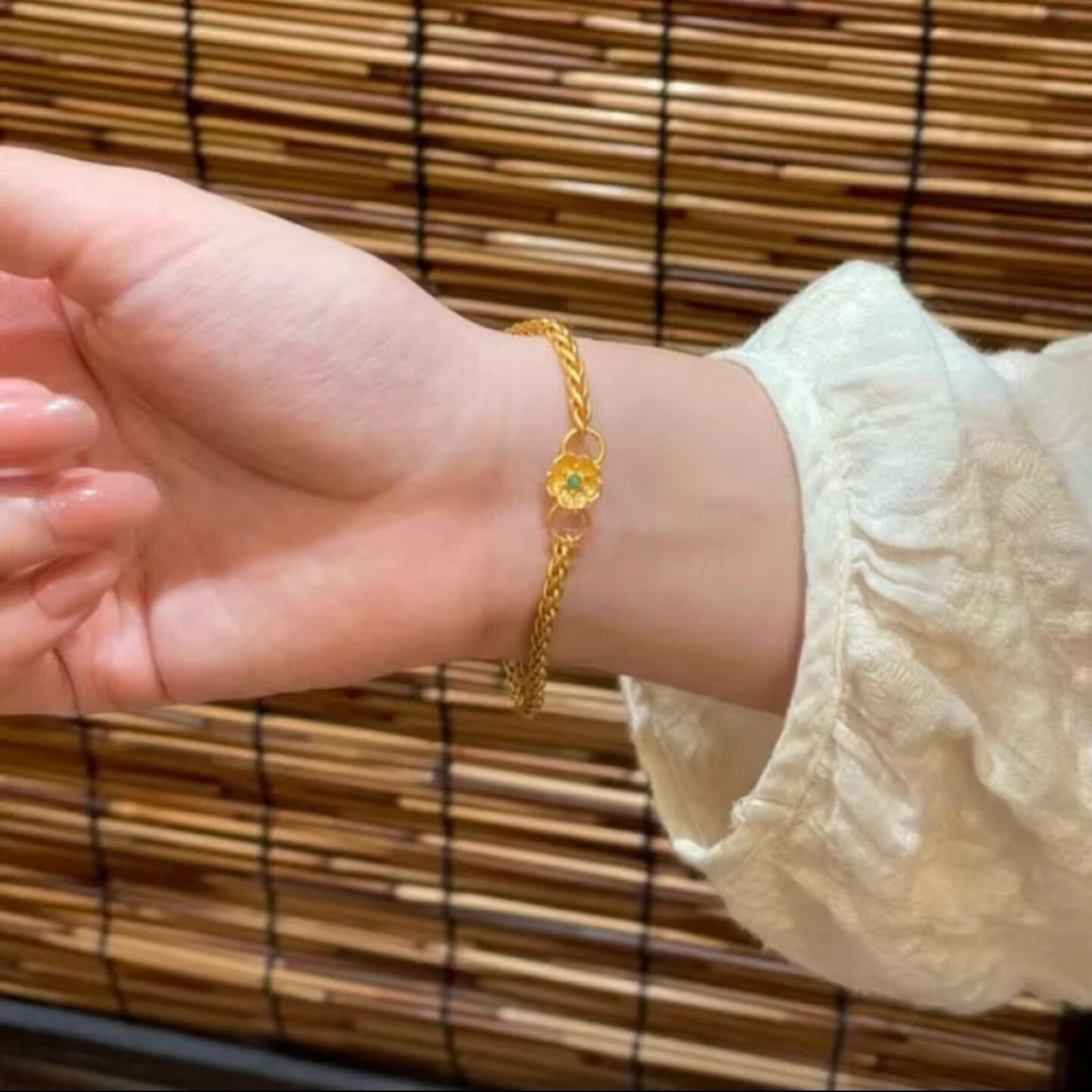 合金手链 梅花手链   手工时尚百搭复古编织不褪色不掉色简约