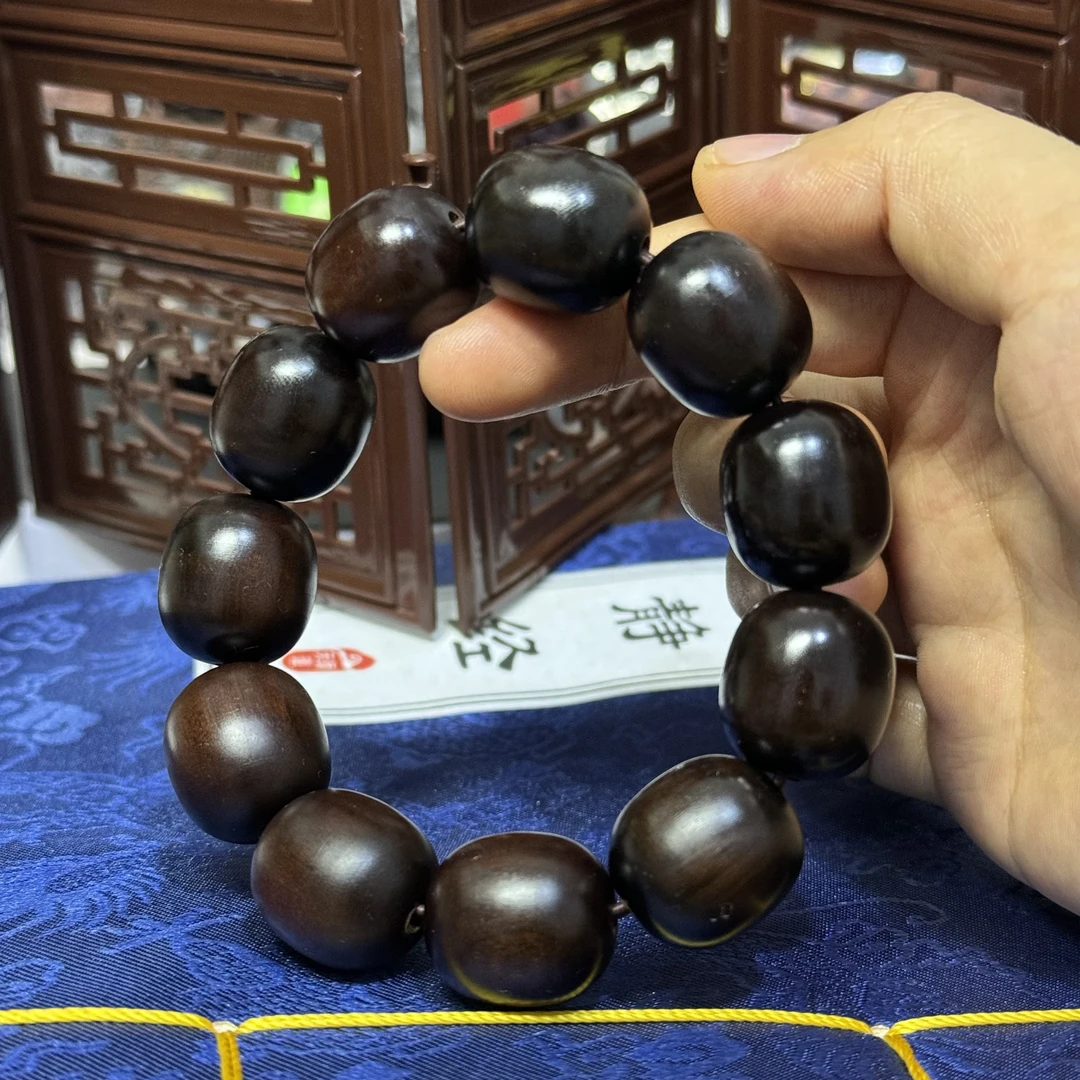 雷枣木枣型无字素串大串素串光珠盘玩手串木制串手持文玩串珠文玩
