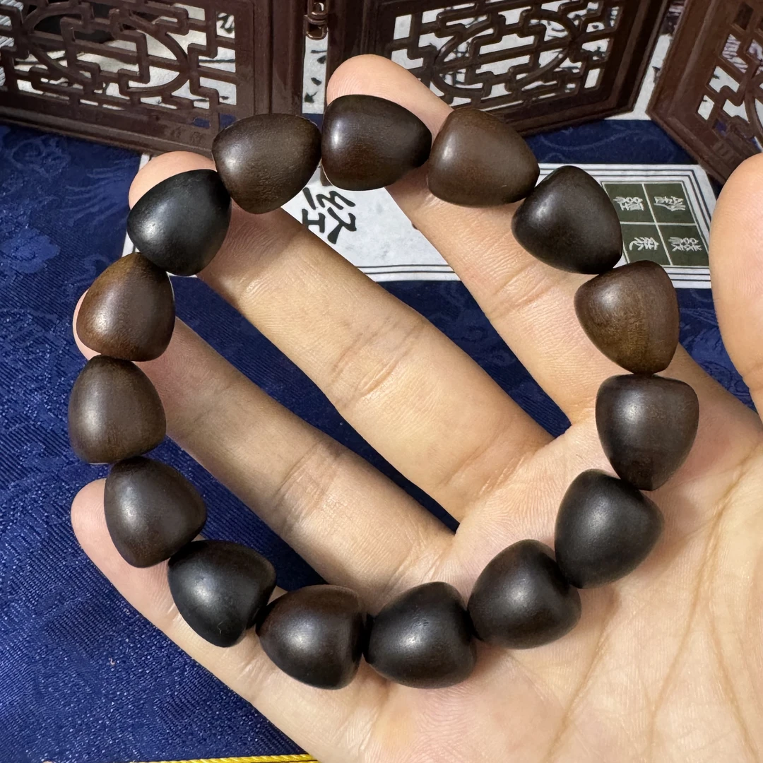 枣木心形手串造型素串无字素串光珠盘玩手串木串手持文玩盘串