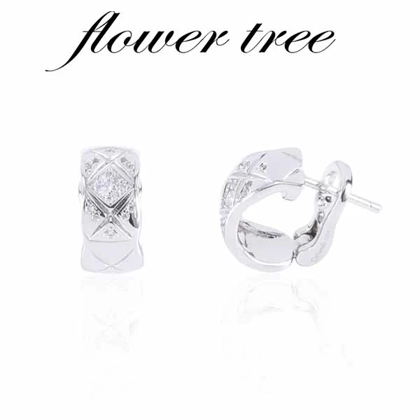 铜合金锆石耳饰 4558 CNC精工 菱格时尚镶嵌耳钉