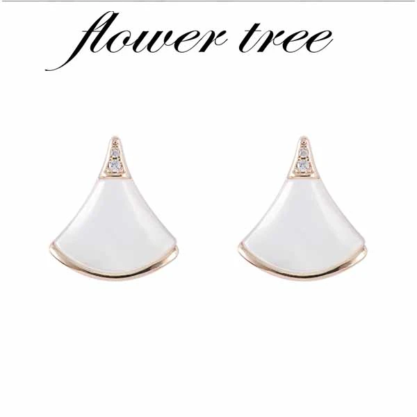 铜合金贝壳耳饰 3537 铜合金贝壳耳饰 CNC 精工 锆石设计师耳钉