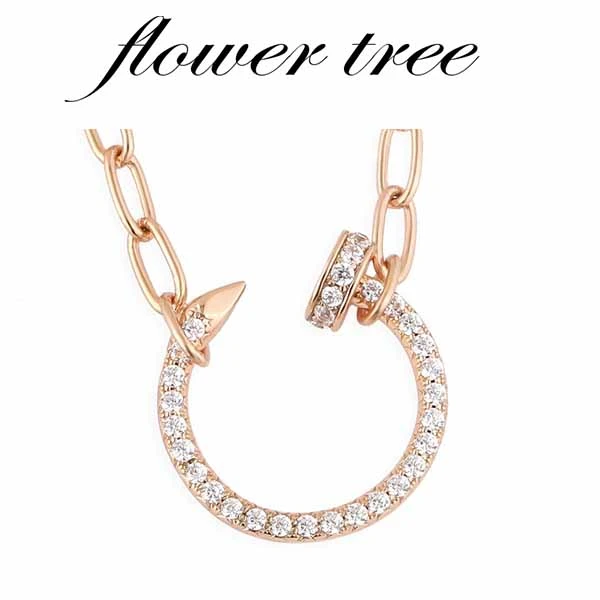 铜合金项链 2433 CNC精工 钉子小爱心玫瑰金气质粗链轻奢百搭项链