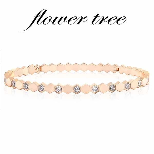 合金手镯 5315 铜合金合成锆石手镯蜂巢窄版间钻手镯