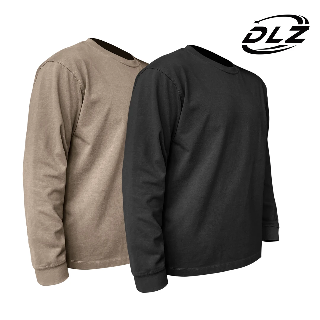 DLZ强哥长袖美式正肩显肩宽300克全棉双纱小领口重磅基础打底