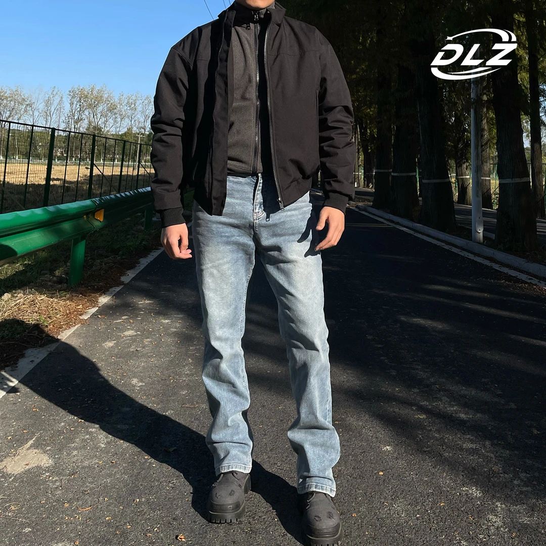 DLZ弹力牛仔裤四季水洗做旧破坏14盎司经典美式vintage直筒裤子男