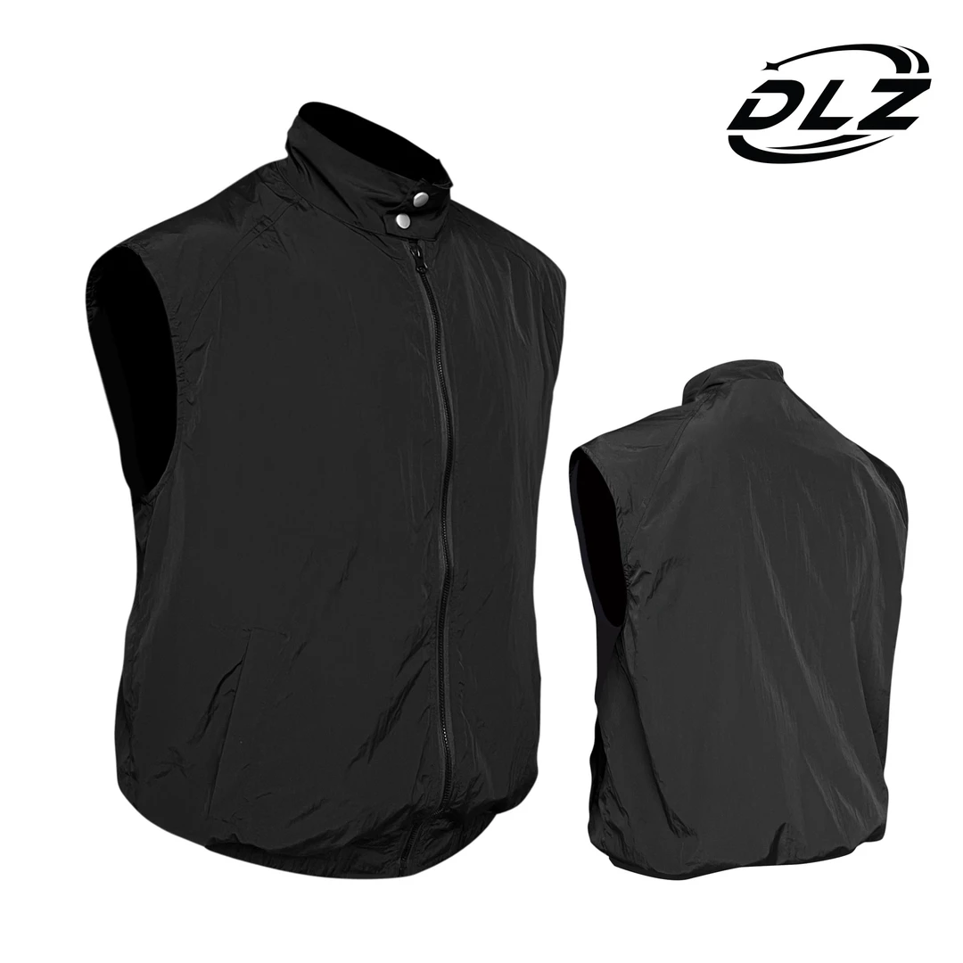 DLZ男夏季美式速干透气拉链轻薄户外叠穿无袖马甲短款立领外套