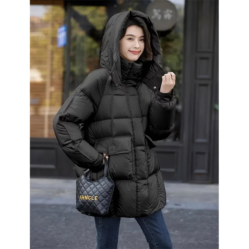 【赵婉婉】258泡芙款90白鹅绒2024年秋冬中长款连帽鹅绒服外套