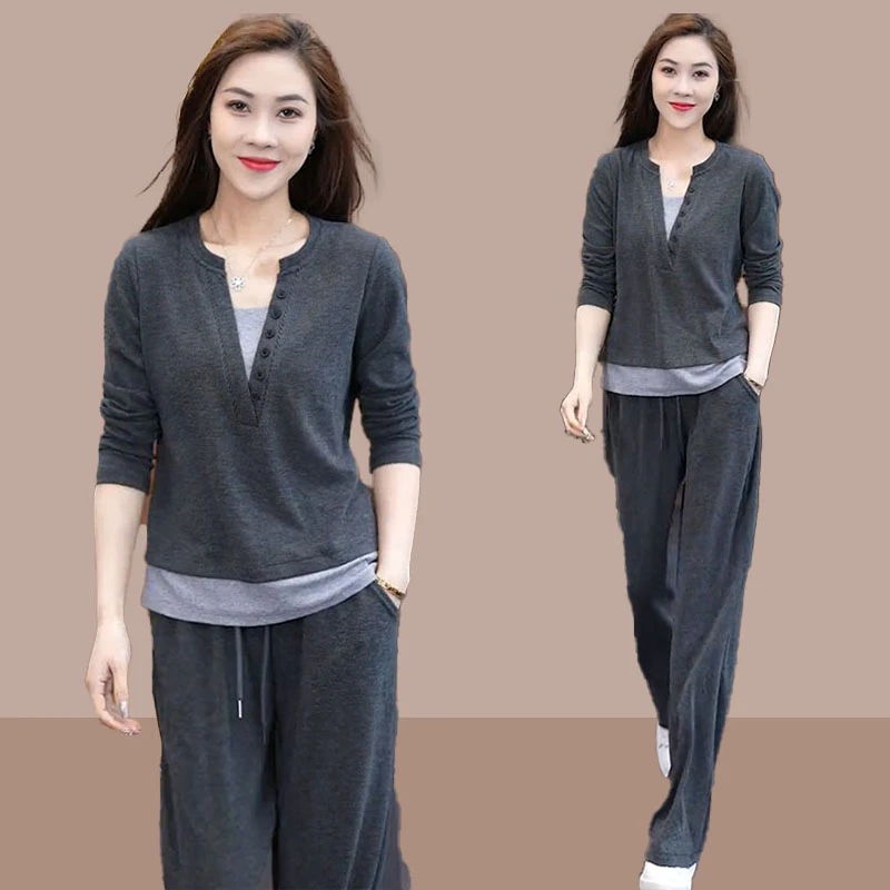 入秋一整套衣服爆款2026新款时尚遮肉长袖长裤两件套炸街酷飒女装