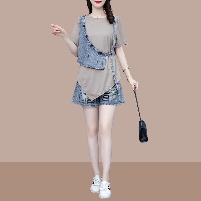 2025时尚爆款减龄百搭气质套装港味减龄短袖短裤两件套轻熟风御姐