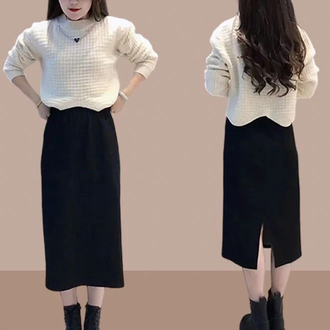 时尚潮流套装裙爆款2025春秋新款气质针织衫半身裙两件套港风女装
