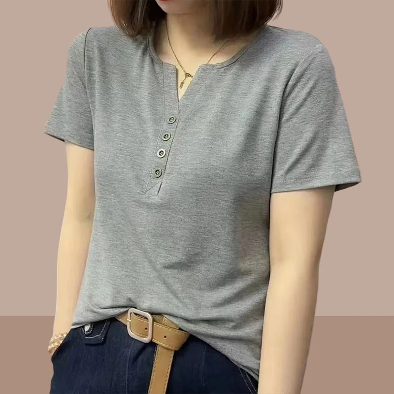时尚潮流短袖t恤爆款2025新款夏季大码女装上档次衣服遮肚子显瘦