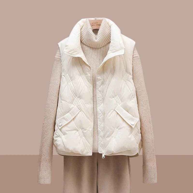 SHALLDOER【素画书室】立领马甲女2025秋冬季网红坎肩夹棉背心马夹