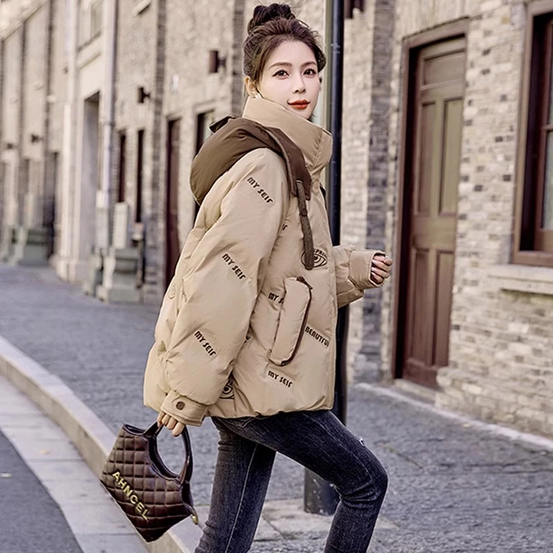 连帽中长款棉服女款爆款2026冬季新款宽松洋气夹棉加厚外套面包服