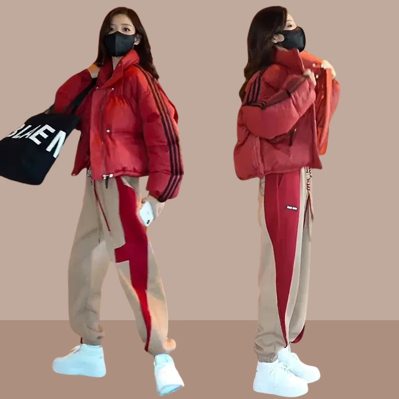 冬季红色棉衣女小个子洋气2025新款大码宽松外套胖mm大码显瘦棉服