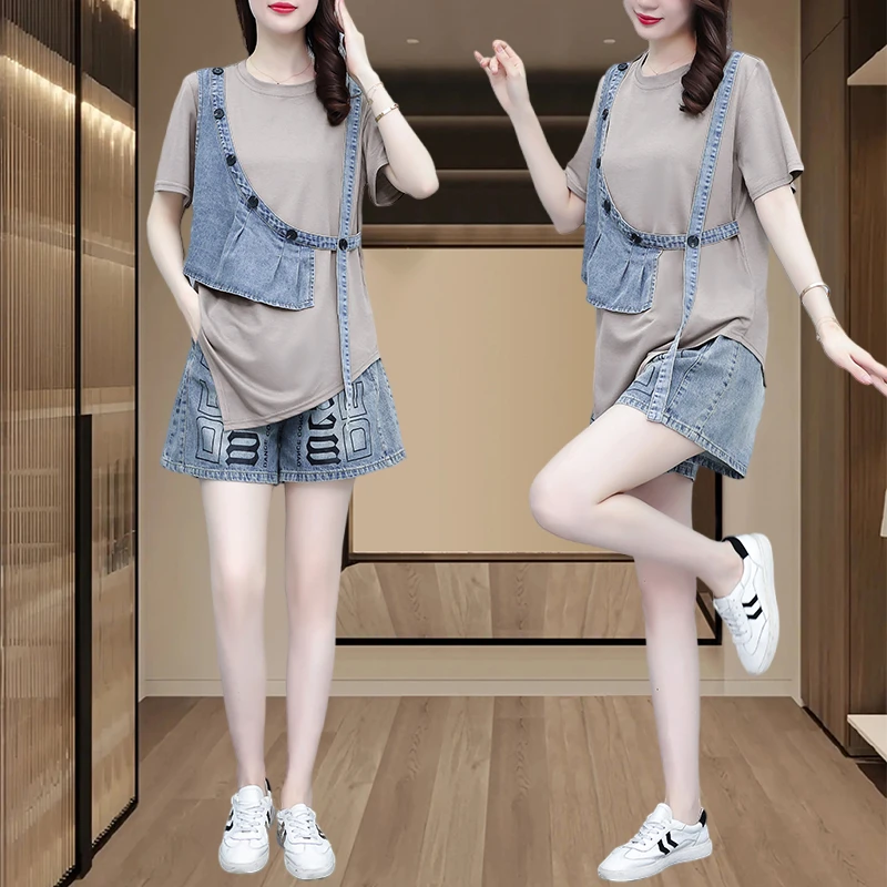 牛仔短裤套装女2025新款夏季洋气时髦小个子上档次港味减龄两件套