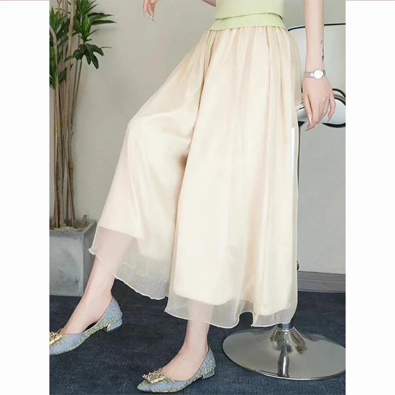 小个子裙裤女2025夏季新款休闲时尚薄款宽松大码阔腿裤直筒裤子潮