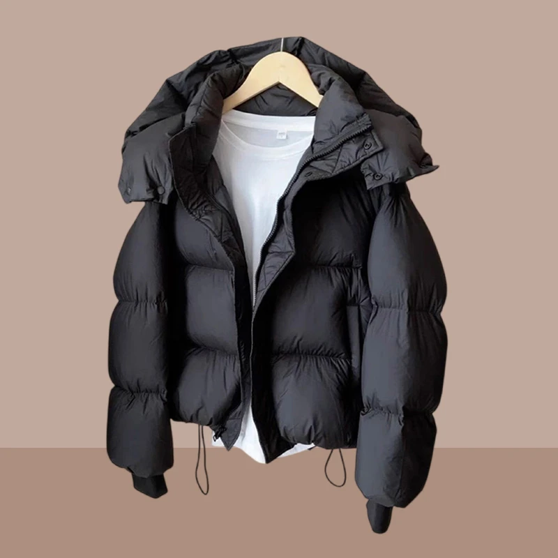 韩版宽松短款棉服女2025冬季新款连帽夹棉加厚外套棉袄面包服棉衣