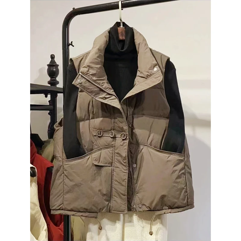 立领马甲女款2025新款秋冬设计感宽松休闲夹棉加厚坎肩女外穿马夹