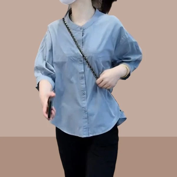 百搭外穿衬衫女爆款2025夏季新款宽松上档次洋气上衣复古港风女装