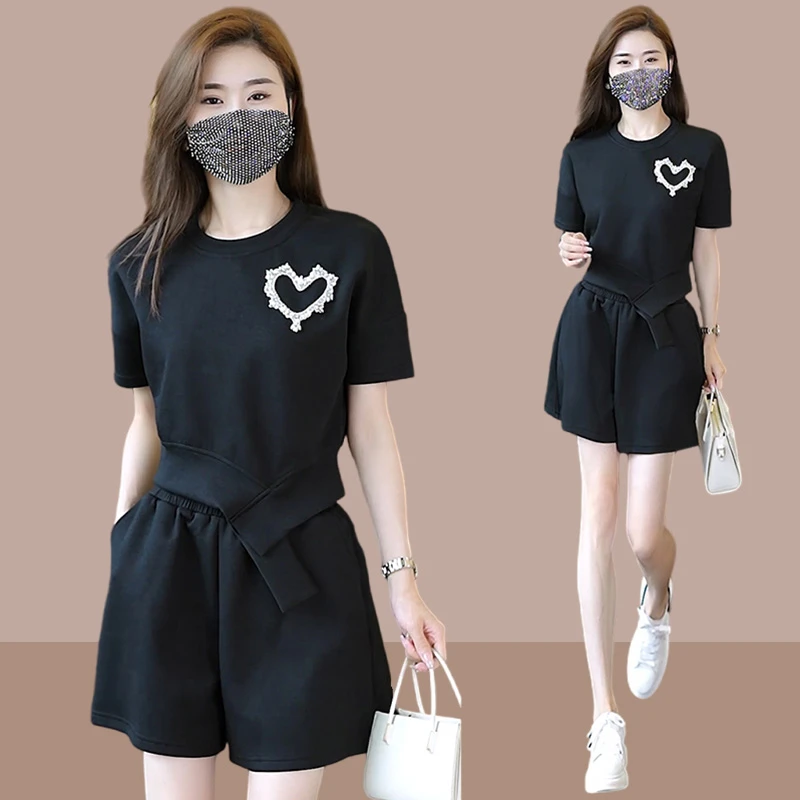 运动服套装新款2025爆款洋气减龄小个子休闲短裤两件套时髦女装潮