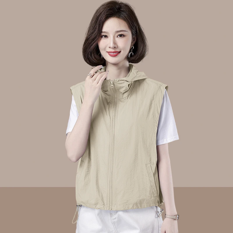 百搭外穿马甲女2025春秋夏新款潮流气质马夹大码时尚连帽薄款外套