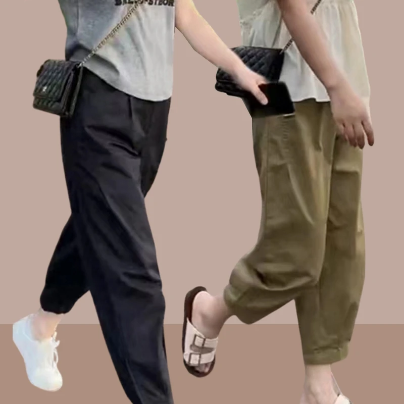 哈伦裤女2025夏季新款高腰薄款宽松九分裤工装裤休闲老爹裤子爆款