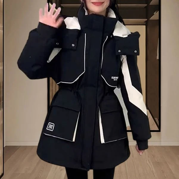 冲锋衣棉服女款2025冬季新款小个子收腰显瘦派克服保暖中长款外套