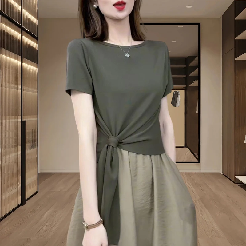 不规则上衣短袖t恤女款2025夏季新款设计感小众短款衣服网红爆款