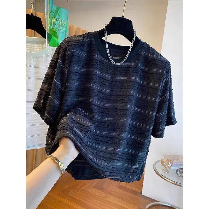 洋气宽松短袖t恤2025夏季新款时尚潮流行洋气百搭上档次上衣小衫