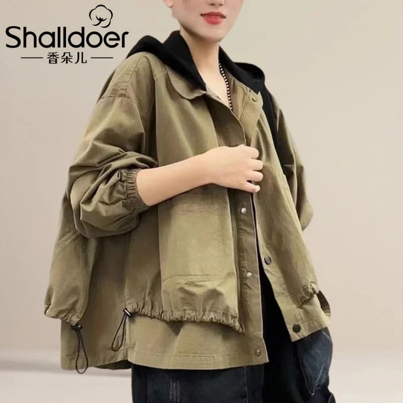 2025新款爆款洋气时尚外套女士小个子通勤风韩版宽松显瘦连帽上衣