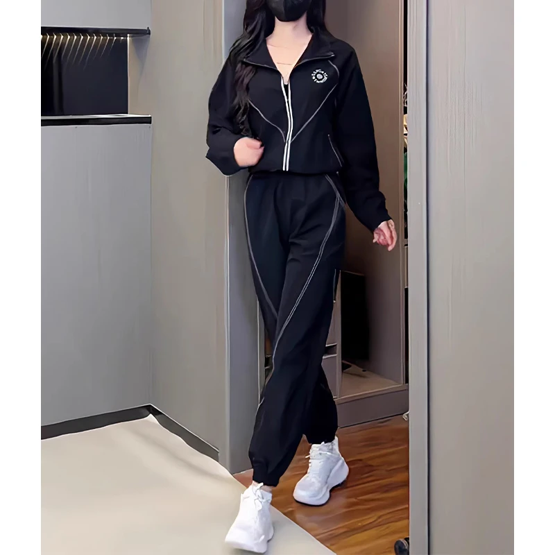 欧货拉链长袖休闲套装2025年新款健身跑步瑜伽运动服时尚洋气穿搭