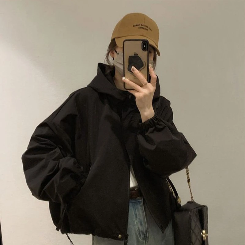 连帽冲锋衣2024秋季新款小个子休闲爆款洋气夹克外套上衣韩版休闲