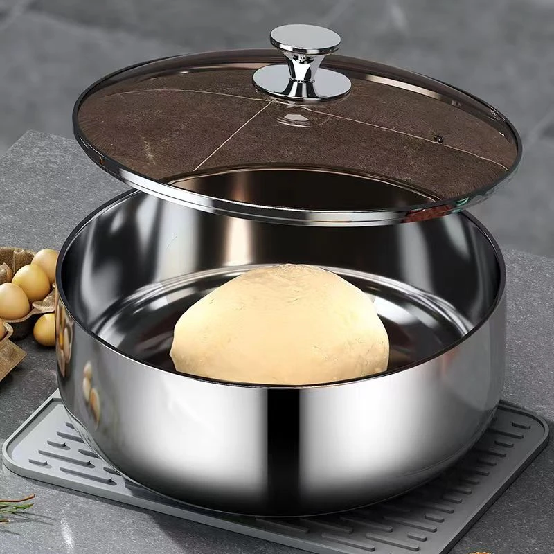 特厚316不锈钢和面盆带盖揉面盆三层钢厨房家用打蛋盆耐高温汤盆