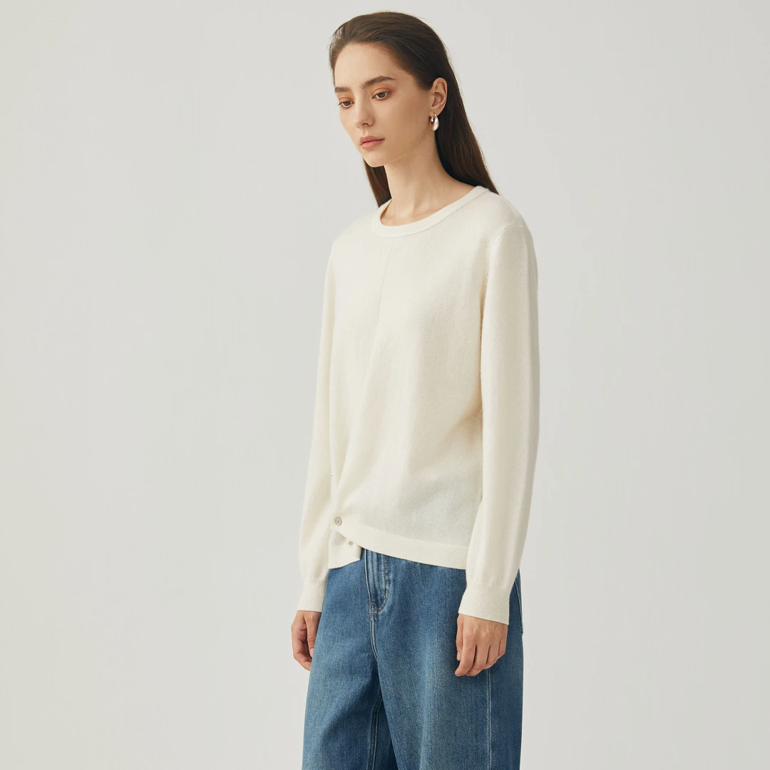 King Deer/鹿王【独白时刻】24秋冬百搭时尚针织圆领羊绒衫L804117