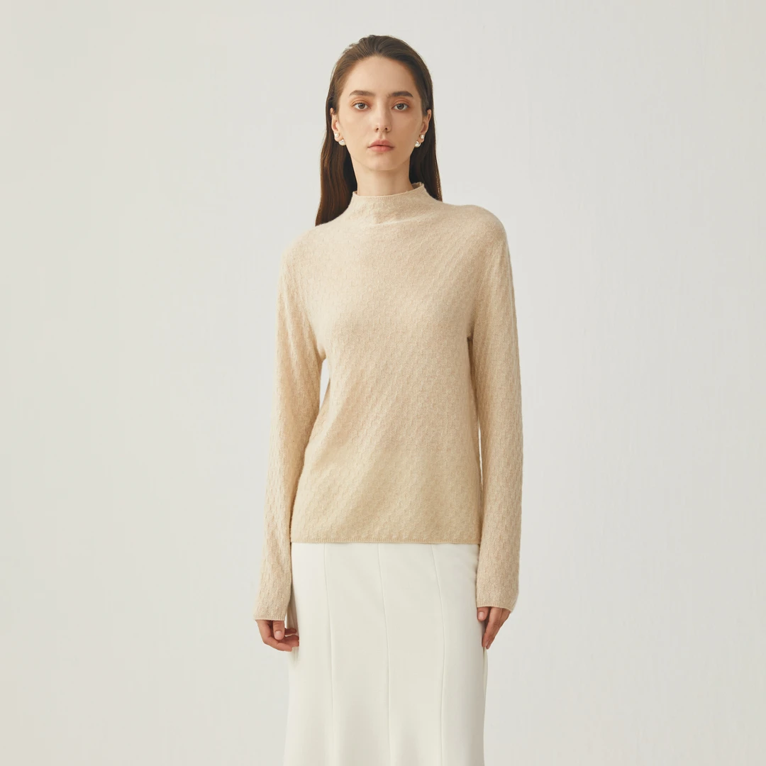 【达人专属】King Deer/鹿王秋冬针织宽松半高领领羊绒衫L804124