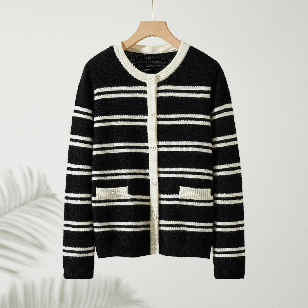 鹿王24秋冬女士时尚休闲百搭针织外套羊绒衫L804229