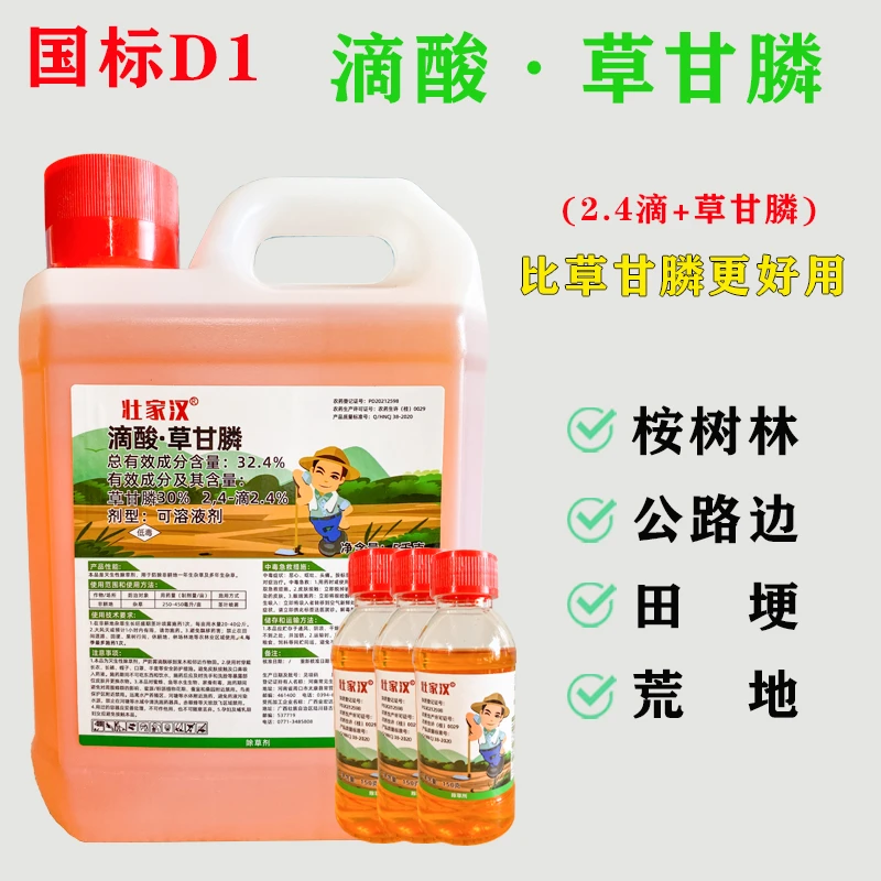 壮家汉国标滴酸草甘膦桉树林田埂荒地开荒除草剂恶性杂草铁芒萁