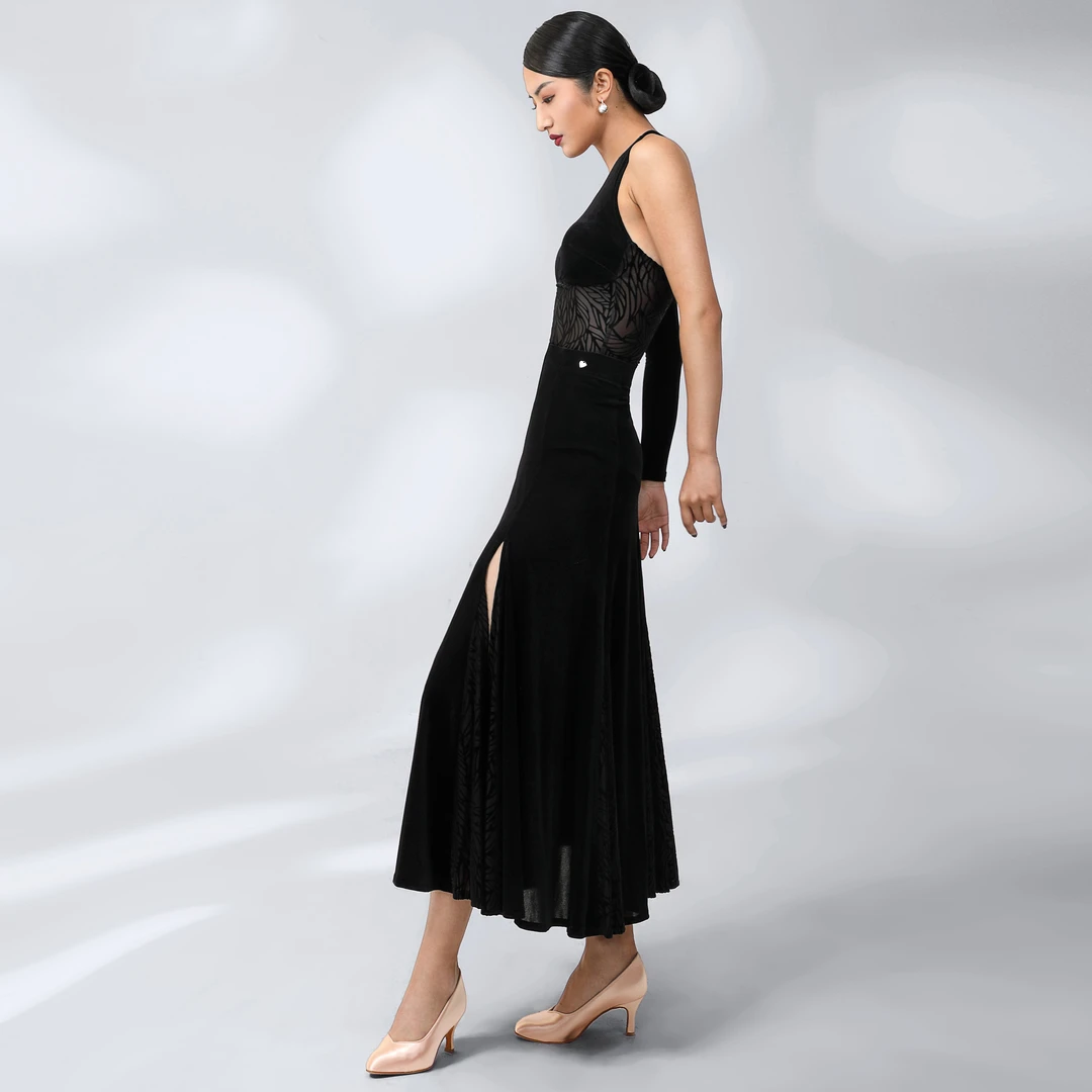 TID新款摩登舞裙2023舞蹈练功长裙成人女国标舞高级半身裙S002