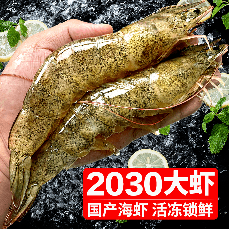 2030大虾海虾盒装 白虾对虾青虾基围虾 冷冻海鲜水产鲜活新鲜速冻