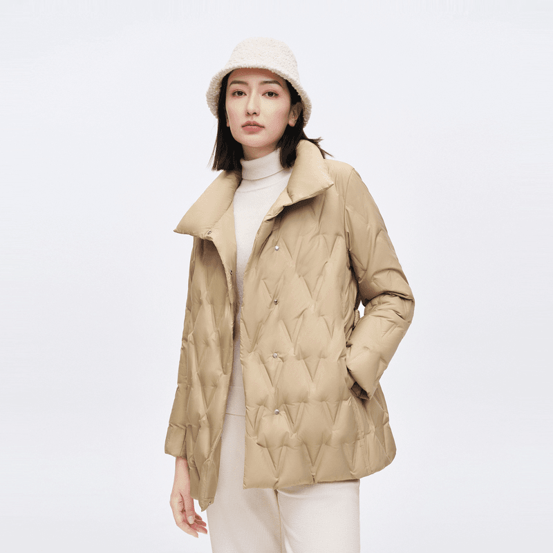 波司登【2023款】鹅绒秋冬简约洋气轻薄保暖收腰气质女士羽绒服外套