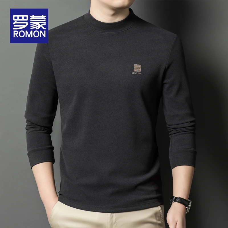 罗蒙男士半高领打底衫卫衣男款时尚休闲海姆德绒聚热保暖上衣秋冬
