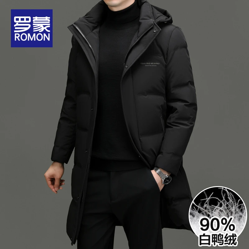 罗蒙男士长款羽绒服男款爆款2025新款正品商务大码保暖休闲外套男