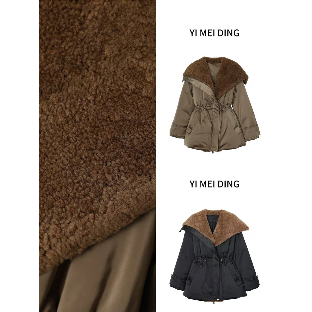 YR36依美丁时尚气质大翻领下抽绳百搭鹅绒服