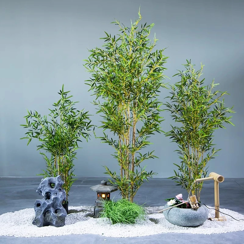 室内假树迎客松盆景盆栽正宗塑料客厅摆件仿真竹子造景假植景观