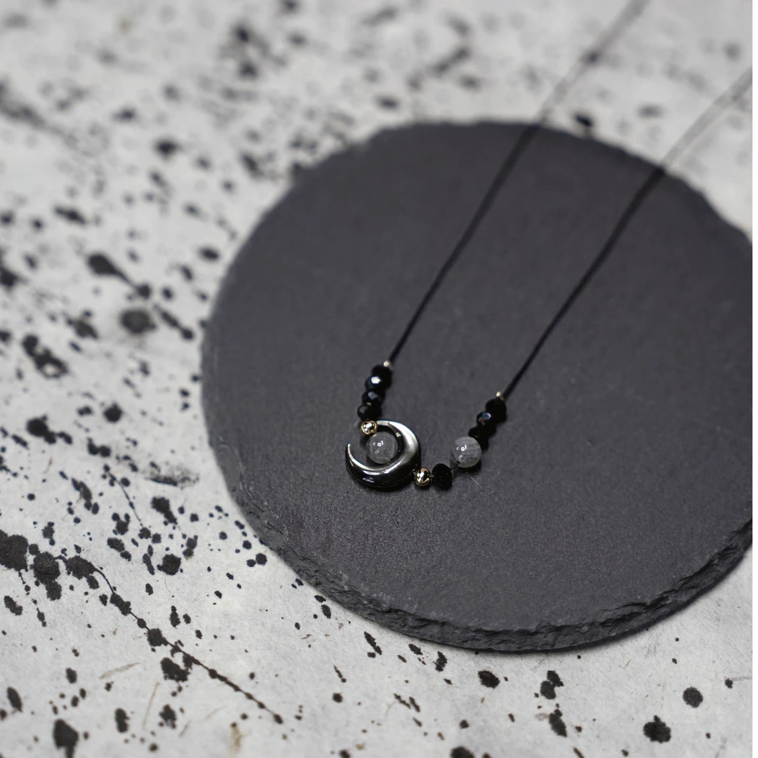 铜合金亚克力项链 musepink尔 我·半月决·新中式墨系