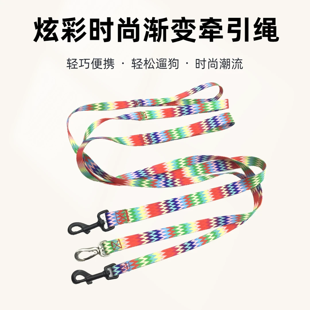 炫彩时尚渐变宠物牵引绳P绳狗链宠物用品牵狗绳外出散步遛狗绳