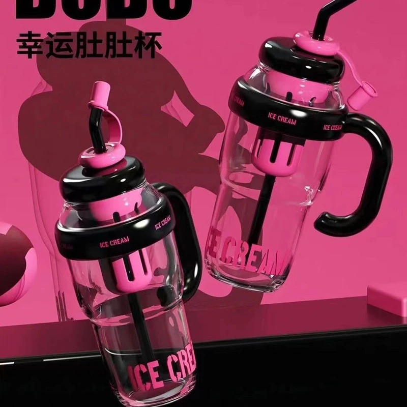 2024新款大容量高颜值夏季塑料杯冰霸杯幸运肚肚杯可爱带吸管杯
