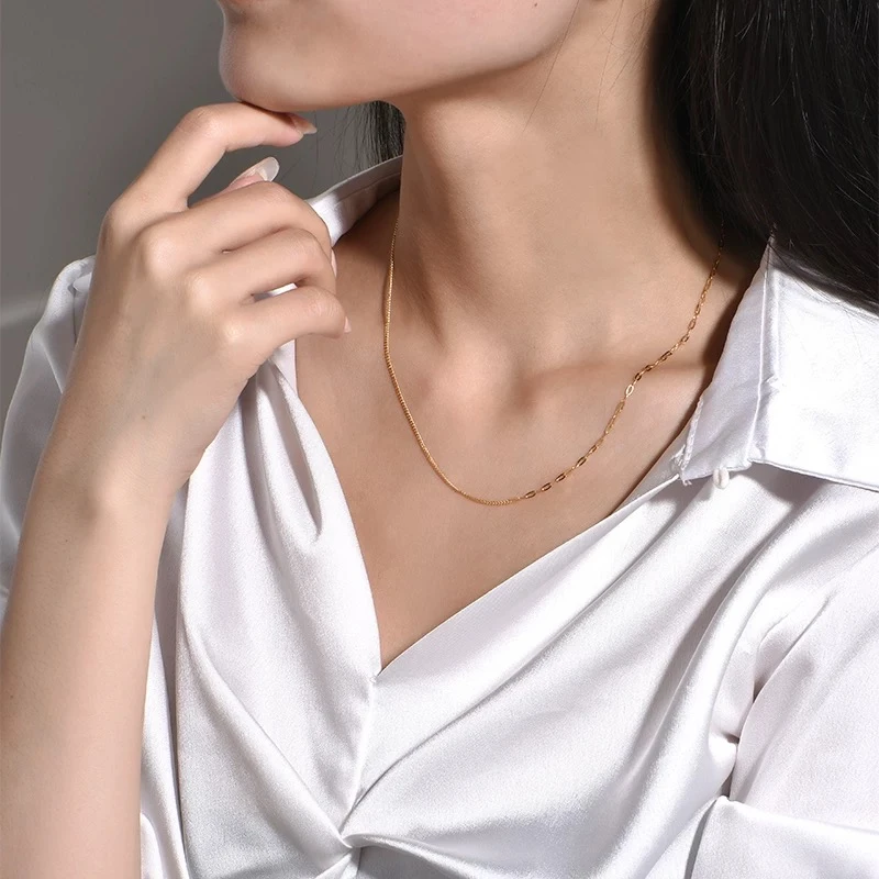 【今玉福】足金999AB链时尚百搭肖邦链精致5G精工工艺素链纯金项链